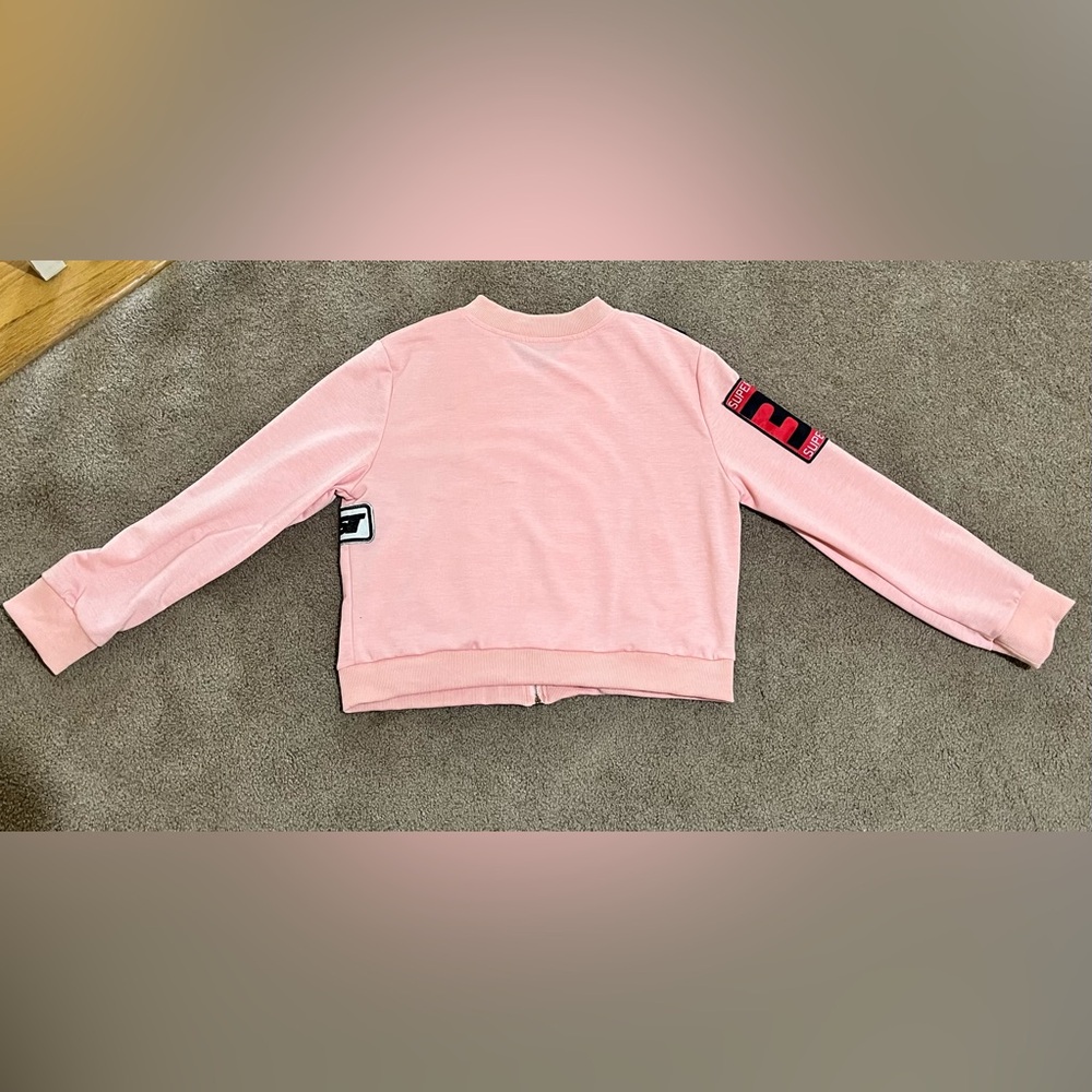 Pink Embroidered Patch Bomber Jacket - Please Rea… - image 2